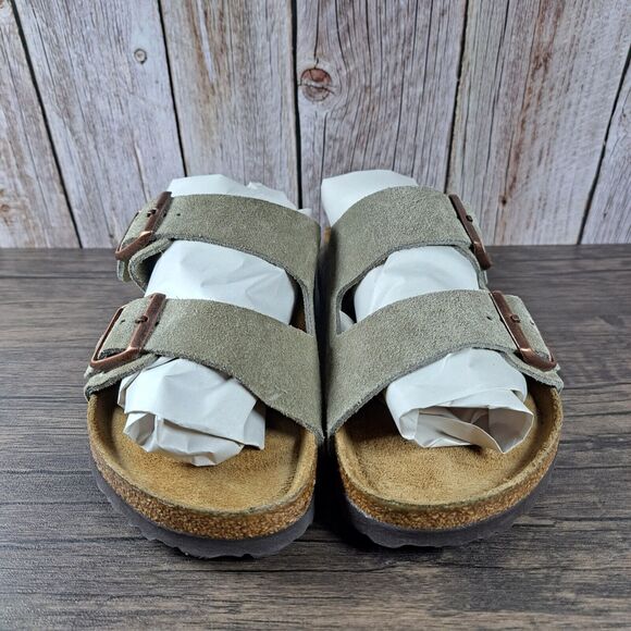 Birkenstock Arizona Suede Soft Footbed Sandals Women's Sz 9 EU40 Taupe (VGC) - Picture 2 of 8